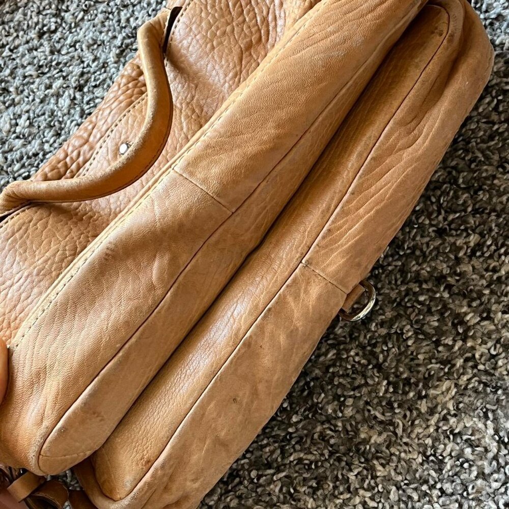 Rebecca Minkhoff Tan Pebbled Leather Shoulder Bad Studded Strap Normcore Y2K - Picture 7 of 8